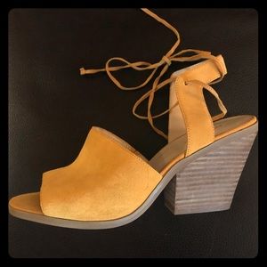 Gorgeous suede block heel sandal by Nine West